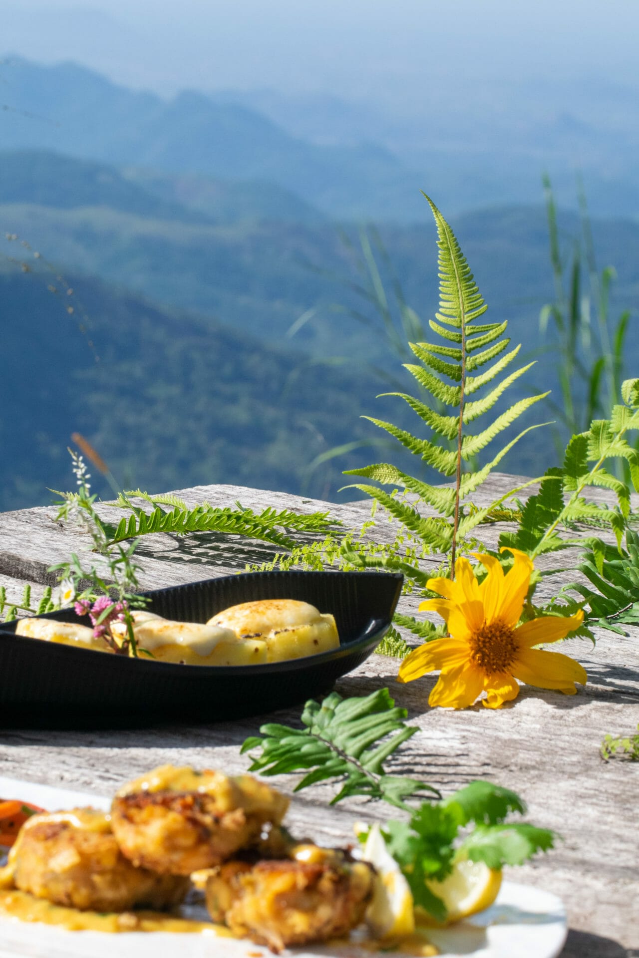 desert pineapple with ice cream served on the table